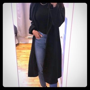 Long wool look black coat